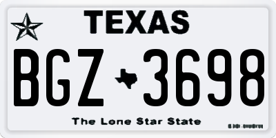 TX license plate BGZ3698