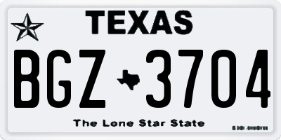 TX license plate BGZ3704