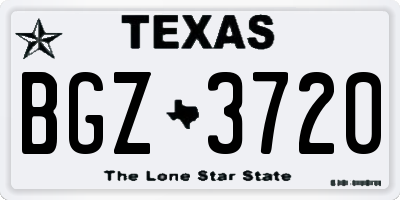 TX license plate BGZ3720