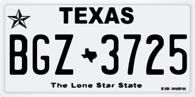 TX license plate BGZ3725