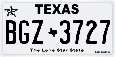 TX license plate BGZ3727