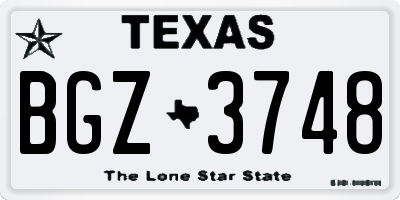 TX license plate BGZ3748