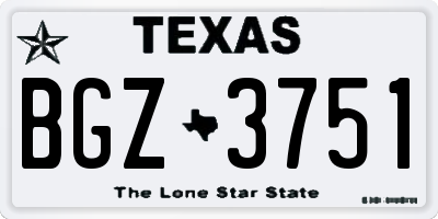 TX license plate BGZ3751