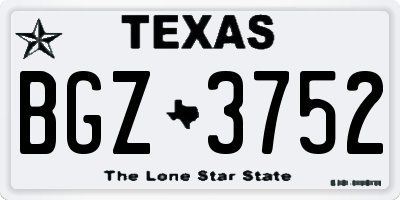 TX license plate BGZ3752