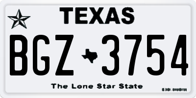TX license plate BGZ3754