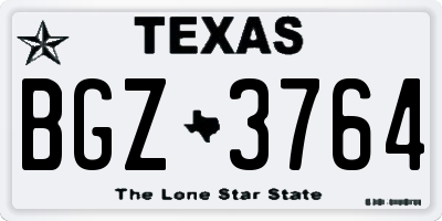 TX license plate BGZ3764
