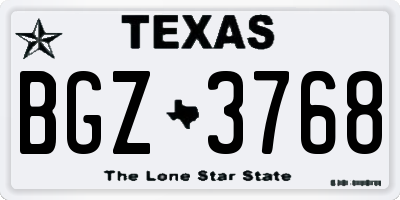 TX license plate BGZ3768