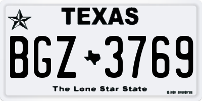 TX license plate BGZ3769