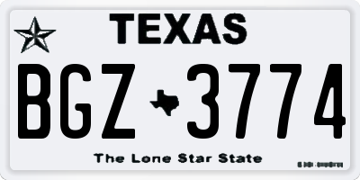 TX license plate BGZ3774