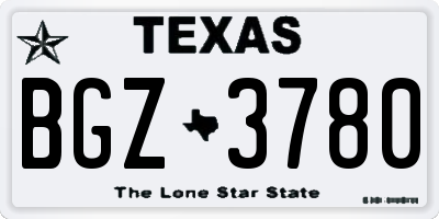 TX license plate BGZ3780