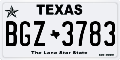 TX license plate BGZ3783