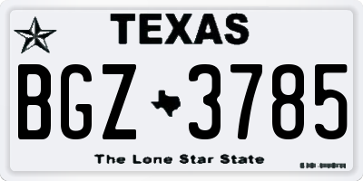 TX license plate BGZ3785