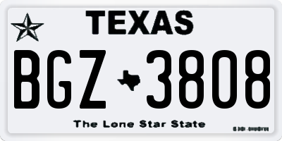 TX license plate BGZ3808