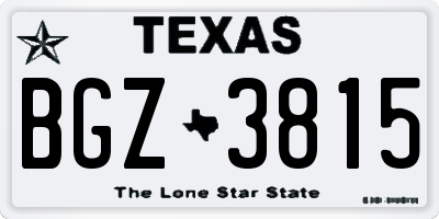 TX license plate BGZ3815