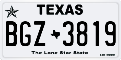 TX license plate BGZ3819