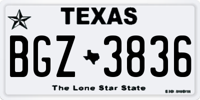 TX license plate BGZ3836