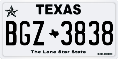 TX license plate BGZ3838