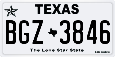 TX license plate BGZ3846