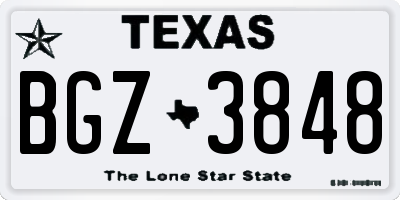 TX license plate BGZ3848