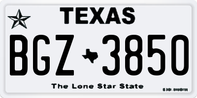 TX license plate BGZ3850