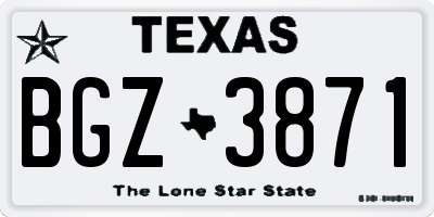 TX license plate BGZ3871