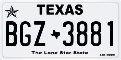 TX license plate BGZ3881