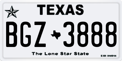 TX license plate BGZ3888