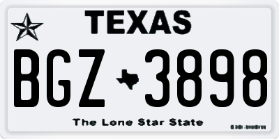 TX license plate BGZ3898