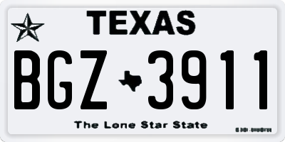TX license plate BGZ3911