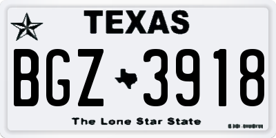 TX license plate BGZ3918