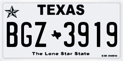 TX license plate BGZ3919