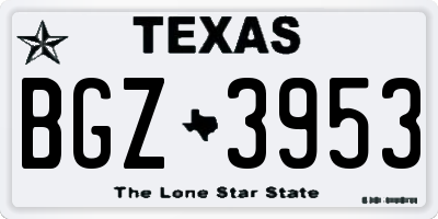 TX license plate BGZ3953