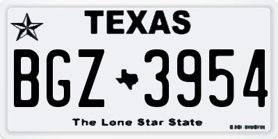 TX license plate BGZ3954