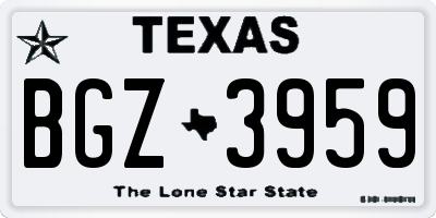 TX license plate BGZ3959