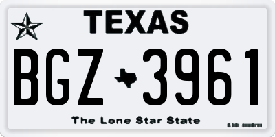 TX license plate BGZ3961