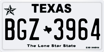 TX license plate BGZ3964