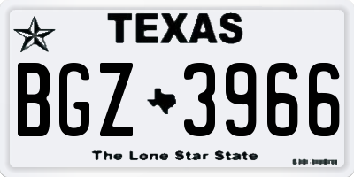 TX license plate BGZ3966