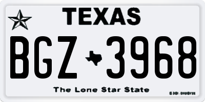 TX license plate BGZ3968