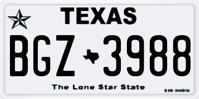 TX license plate BGZ3988