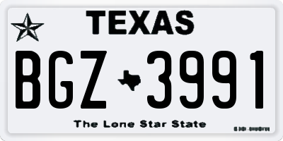 TX license plate BGZ3991