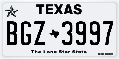 TX license plate BGZ3997