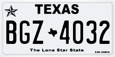 TX license plate BGZ4032