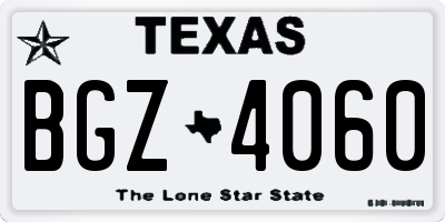 TX license plate BGZ4060