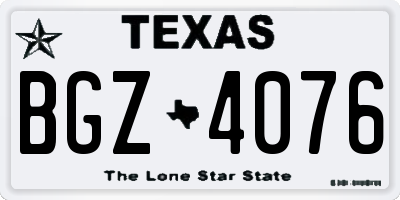 TX license plate BGZ4076