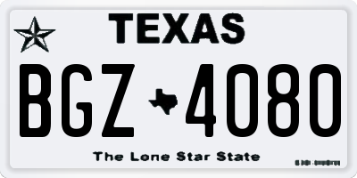 TX license plate BGZ4080