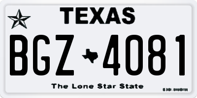 TX license plate BGZ4081