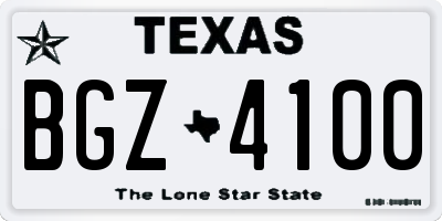 TX license plate BGZ4100