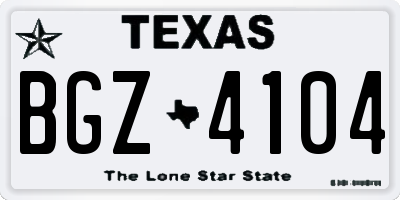 TX license plate BGZ4104