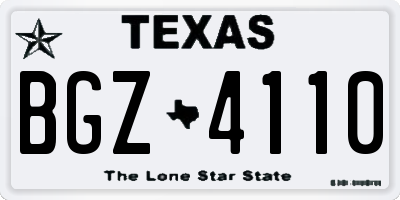TX license plate BGZ4110