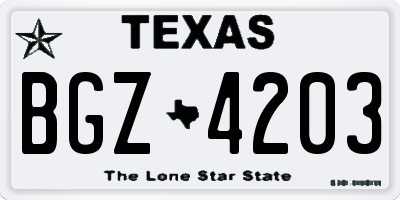 TX license plate BGZ4203